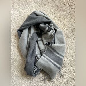 Theory Light Gray and Gray Striped Scarf